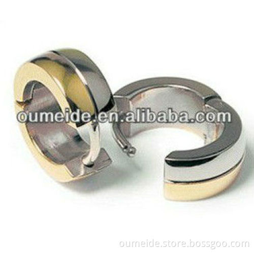 half 18k yellow gold plated titanium earrings&folding jewelry earrings